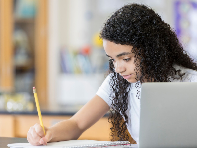 teen doing homework 