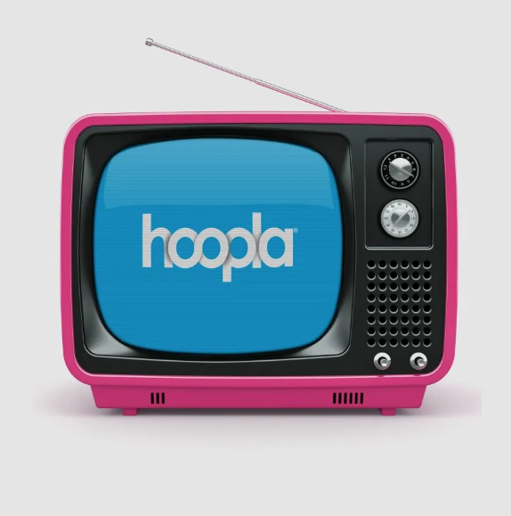 Analog TV with Hoopla Logo on screen.