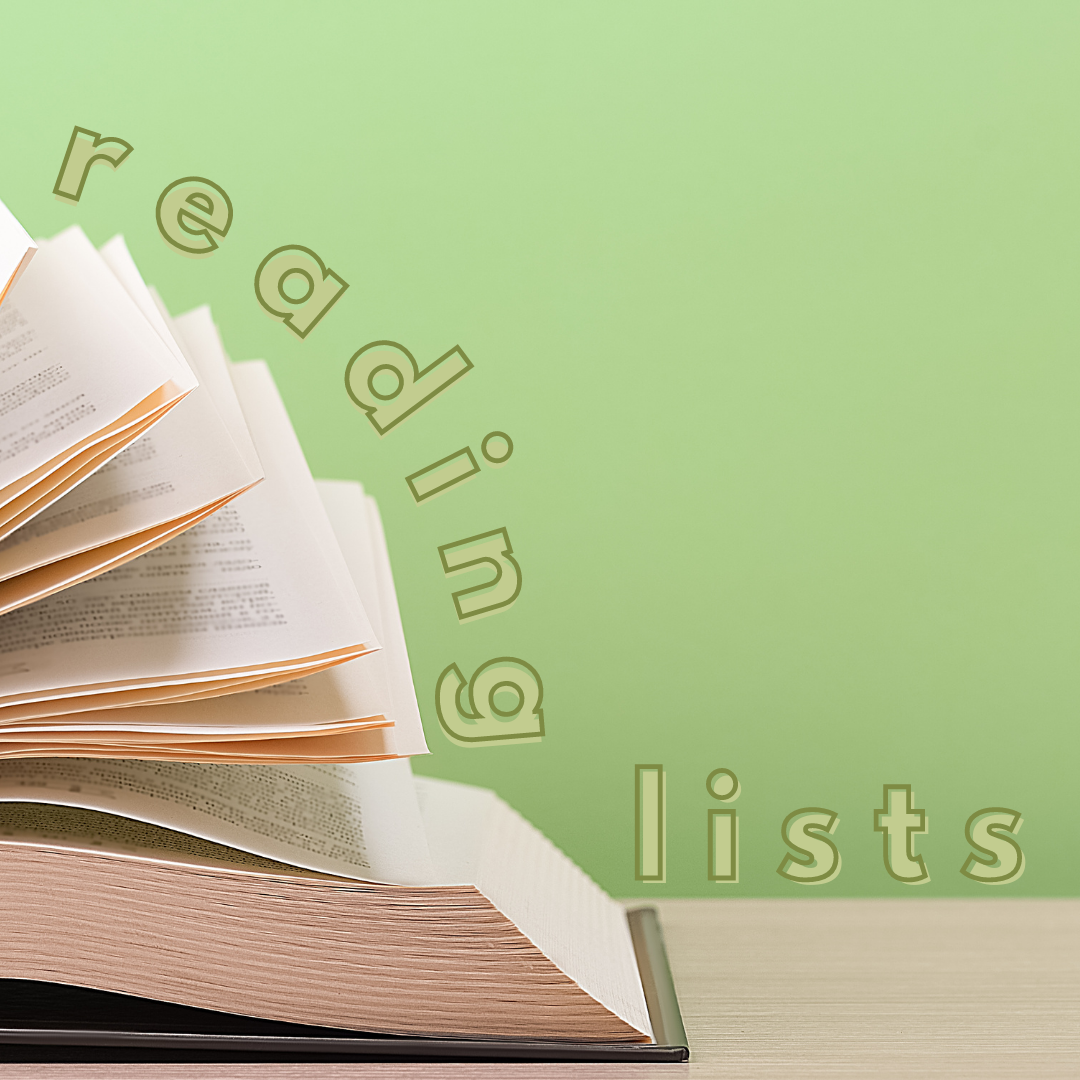 open book with text that reads reading lists