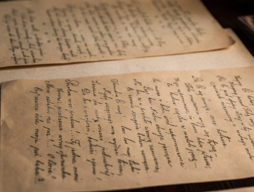 Photograph of two pages of yellowed paper with handwritten text