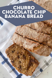 churro chocolate chip banana bread image 