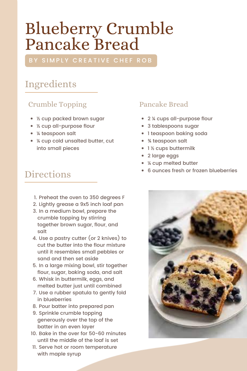 blueberry crumble pancake bread recipe