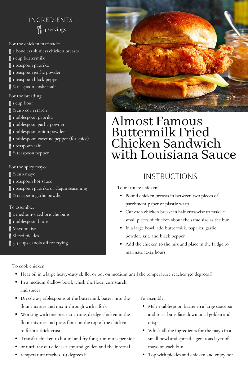 Fried chicken sandwich with Louisiana sauce recipe