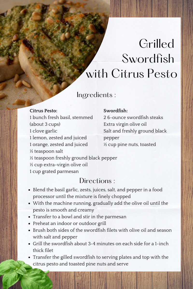 Grilled swordfish with pesto recipe
