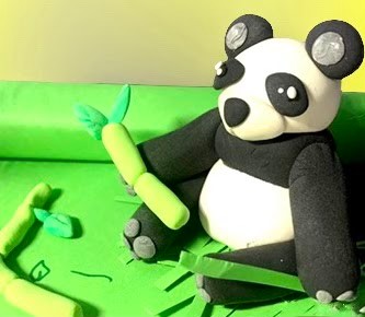 clay panda in habitat