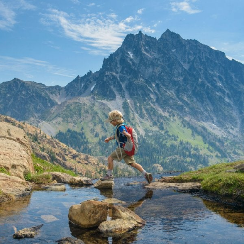 child hiking image