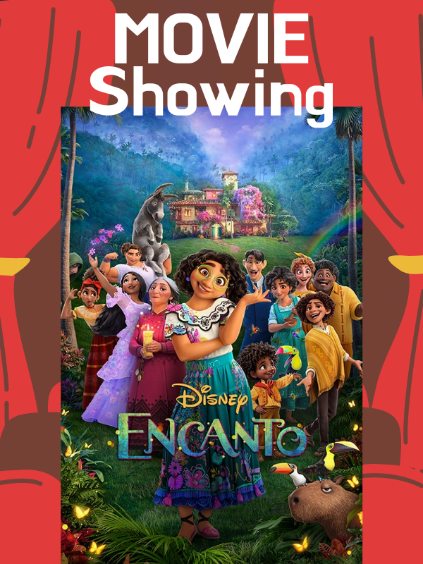 encanto movie poster with text that reads movie showing