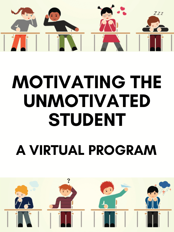 students at desks with text that reads motivating the unmotivated student a virtual program