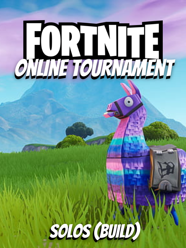 fortnite llama imagery with text that reads fortnite online tournament solos (build)