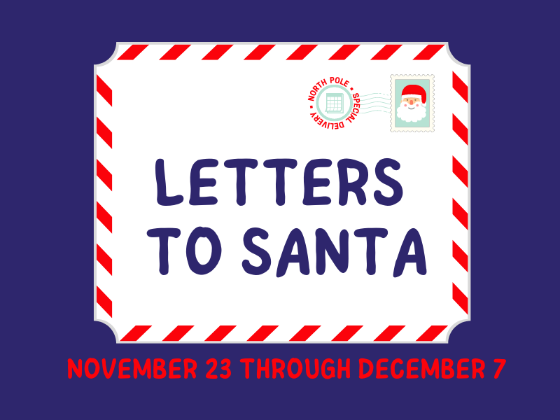 postcard with text that reads letters to santa november 23 through december 7