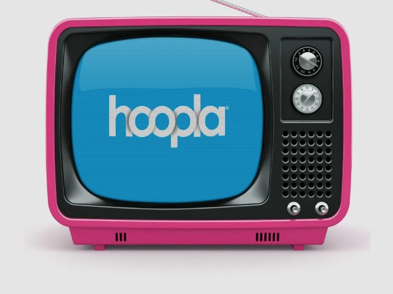 Analog TV with Hoopla Logo on screen.