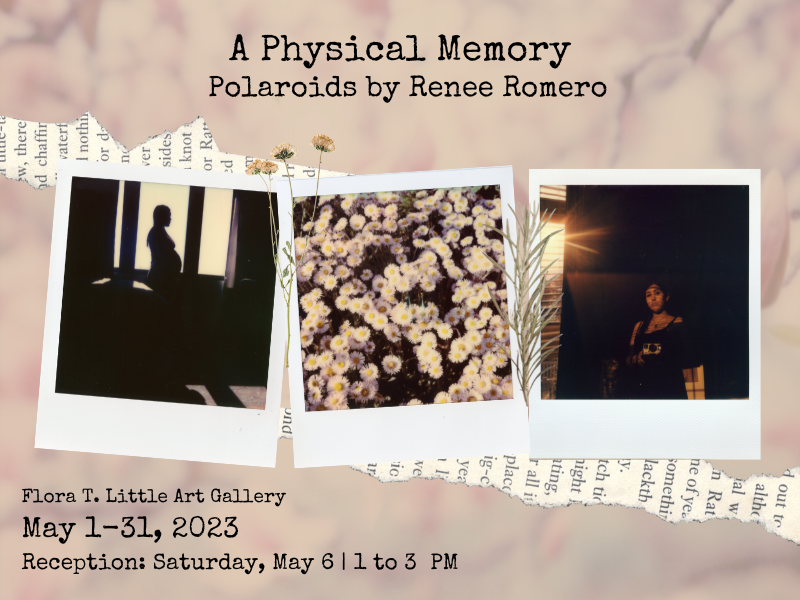 3 polaroids by Renee Romero with text about the artist's exhibit